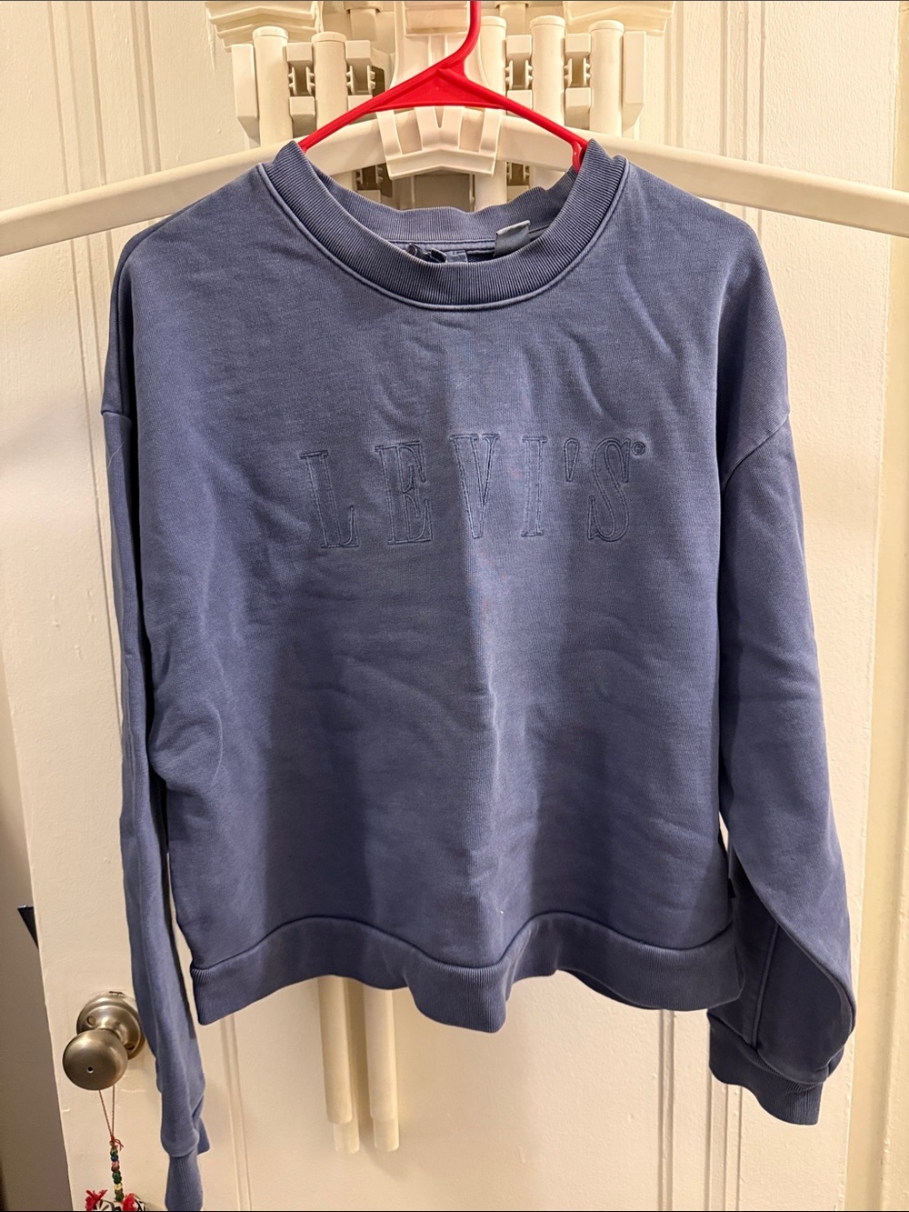Levi's Men's Dusty Blue Embossed Logo Crewneck Sweatshirt